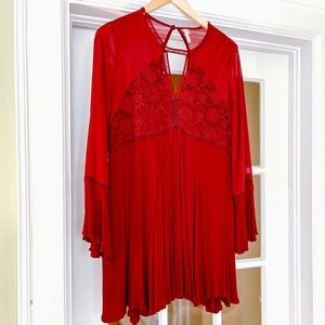 Crochet detail boho wine burgundy dress / tunic *Like new* boutique brand